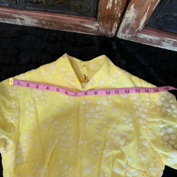 Vintage Rare Flocked Yellow Maxi‎ Dress - Picture 10 of 16